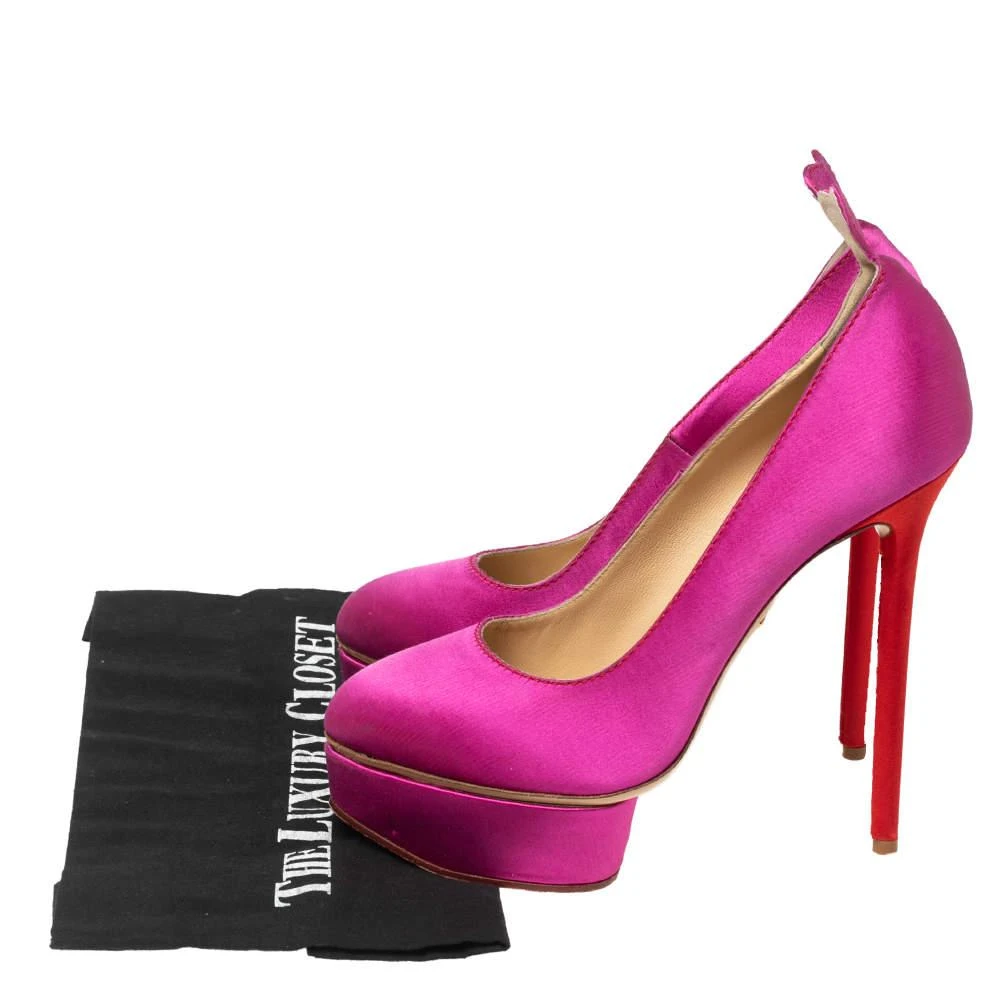 Charlotte Olympia Pink Satin Josephine Platform Pumps Size 38.5 商品