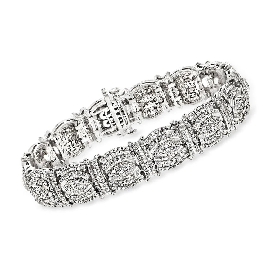 商品Ross-Simons|Round and Baguette Diamond Bracelet in Sterling Silver,价格¥15577,第1张图片