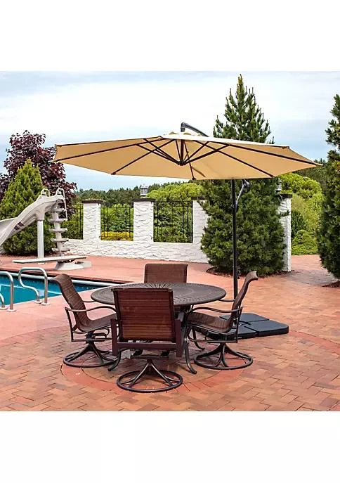 商品Sunnydaze Decor|Decor 10 Ft Cantilever Offset Steel Patio Umbrella With Crank   Beige,价格¥1162,第1张图片