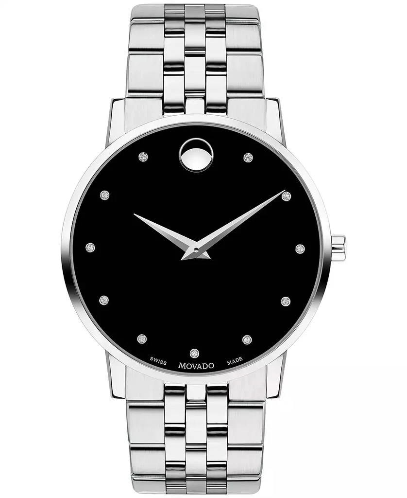 商品Movado|Men's Swiss Museum Classic Diamond-Accent Stainless Steel Bracelet Watch 40mm,价格¥9599,第1张图片