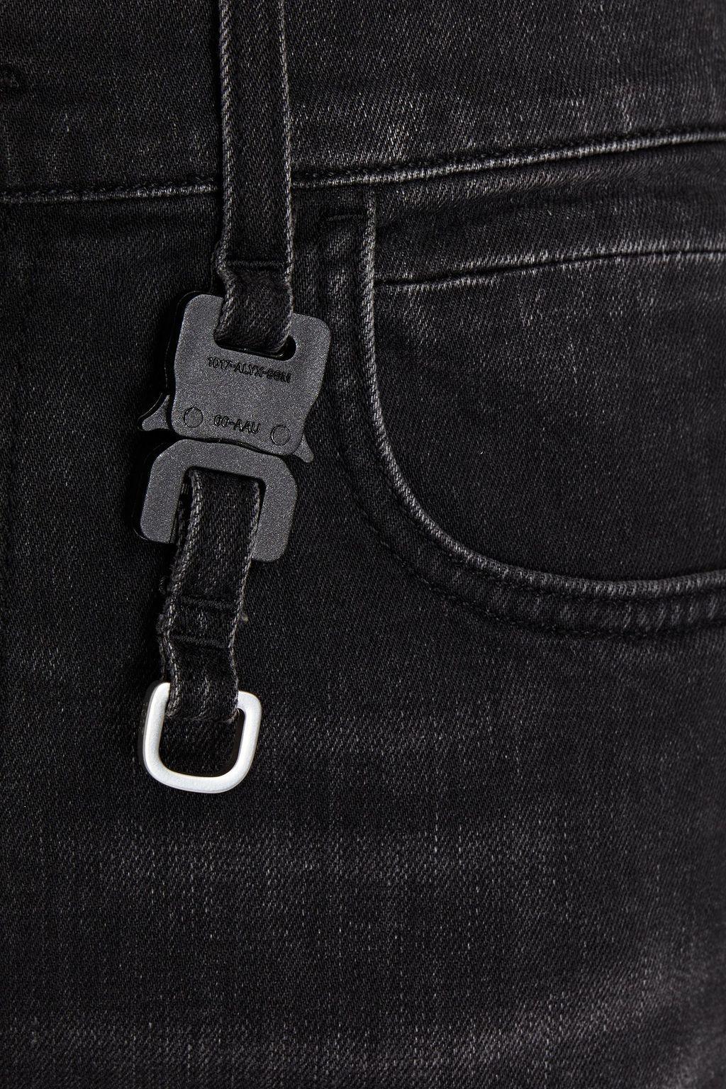 Buckle-embellished whiskered denim jeans商品第4张图片规格展示