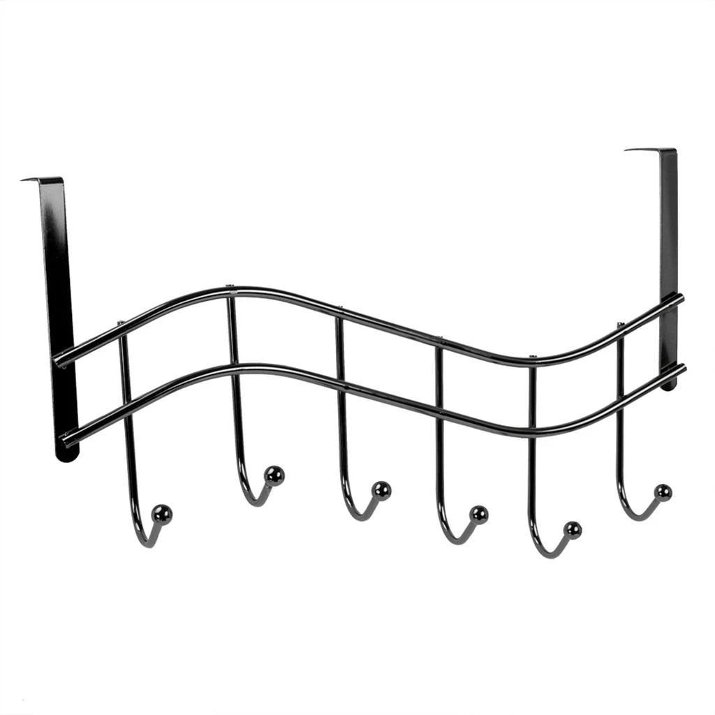 商品Home Basics|Home Basics Wave 6  Hook Over the Door Organizing Rack, Black Onyx,价格¥135,第5张图片详细描述