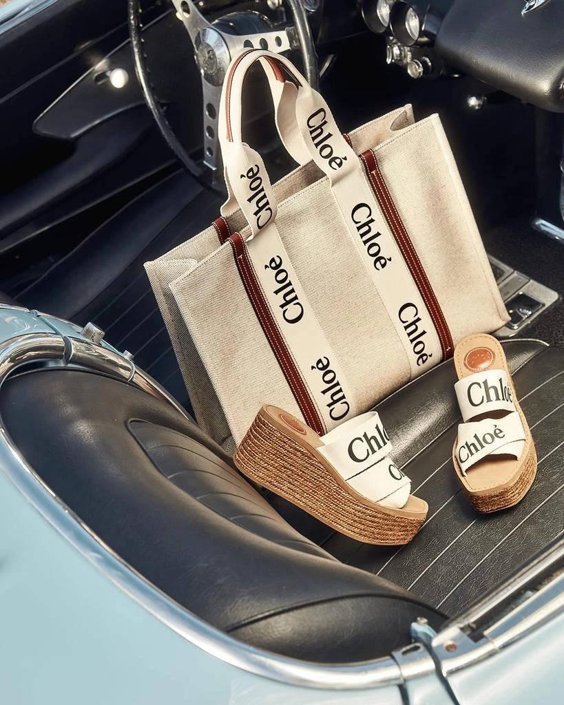 商品Chloé|Woody Logo Canvas Wedge Espadrilles,价格¥2091,第2张图片详细描述