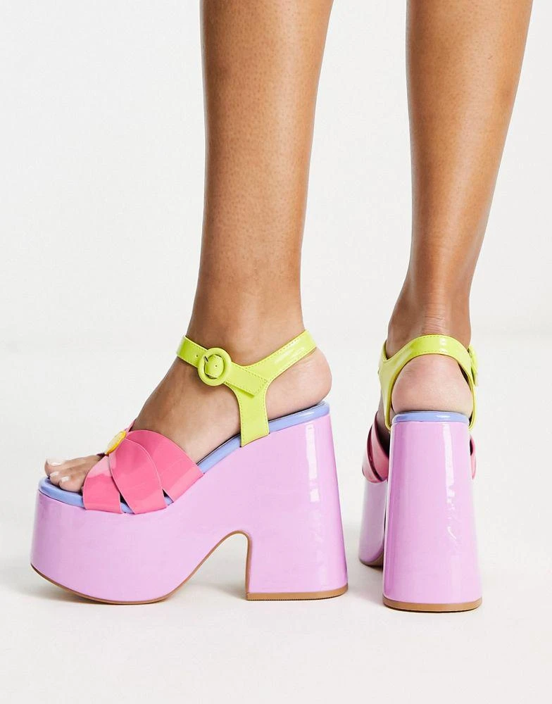 商品Daisy Street|Daisy Street Exclusive platform heeled sandals in multicolour,价格¥191,第2张图片详细描述