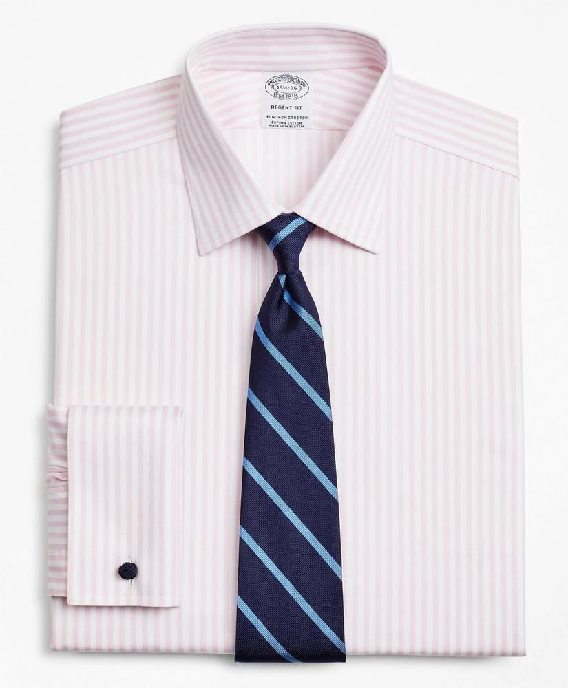 商品Brooks Brothers|Stretch Regent Regular-Fit Dress Shirt, Non-Iron Twill Ainsley Collar French Cuff Bold Stripe,价格¥369,第1张图片
