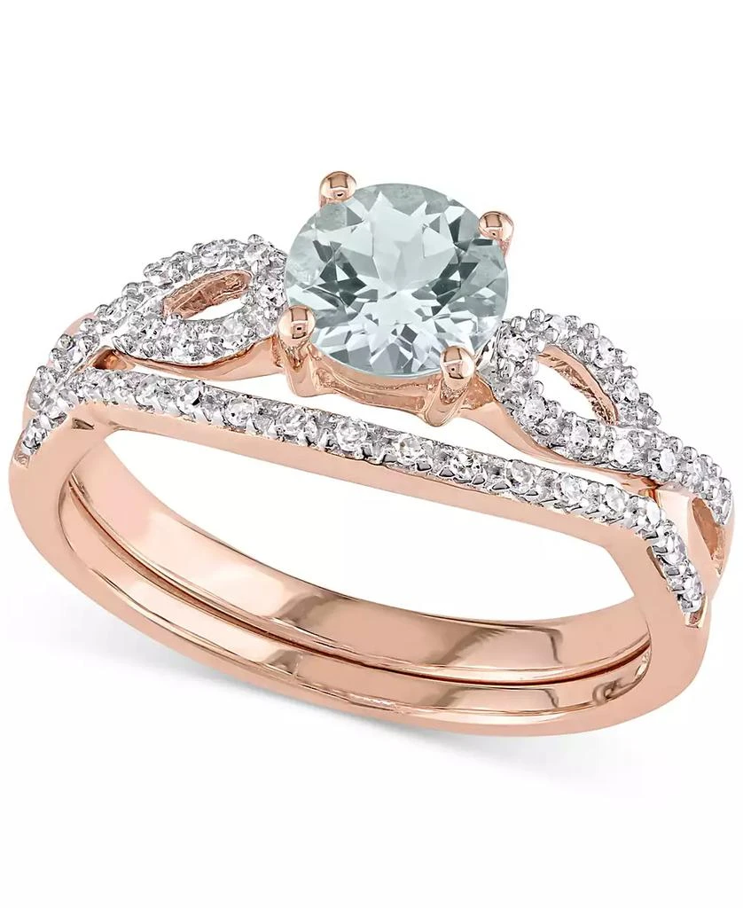 商品Macy's|Aquamarine (5/8 ct. t.w.) & Diamond (1/6 ct. t.w.) Infinity Bridal Set in 10k Rose Gold,价格¥5889,第1张图片