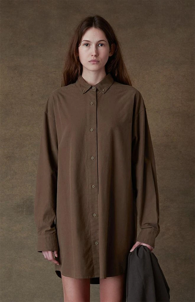 Essentials Women's Wood Oxford Button Down Shirt 2