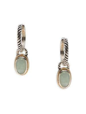 商品Effy|​Sterling Silver, 18K Yellow Gold & 4.70 TCW Jade Drop Earrings,价格¥1572,第1张图片