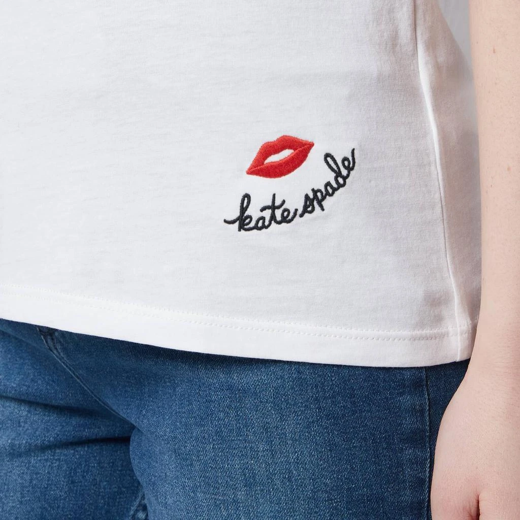 商品Kate Spade|Kate Spade New York Women's Embroidered Lips Tee - Fresh White,价格¥152,第4张图片详细描述