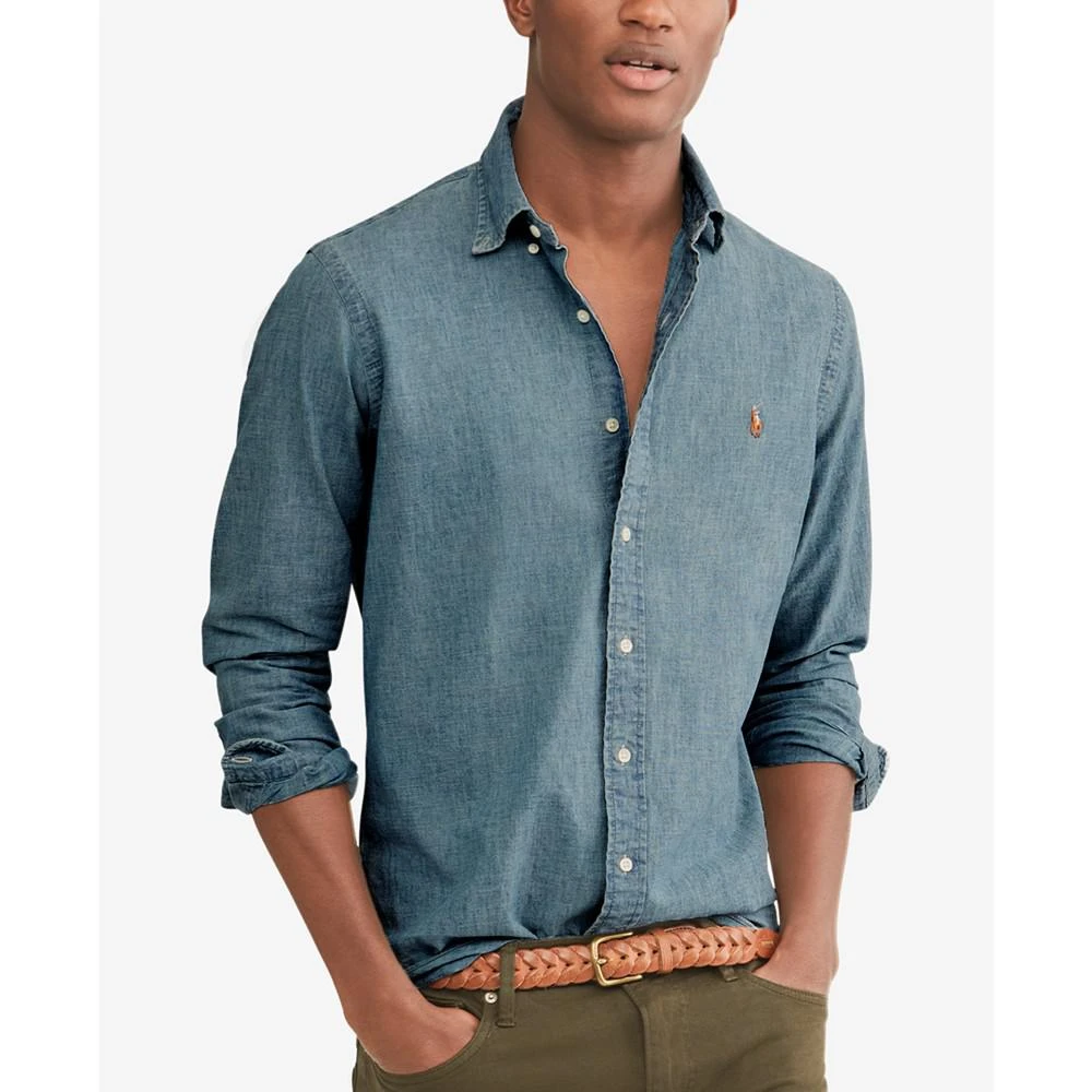 商品Ralph Lauren|Men's Long Sleeve Classic-Fit Chambray Shirt,价格¥937,第4张图片详细描述