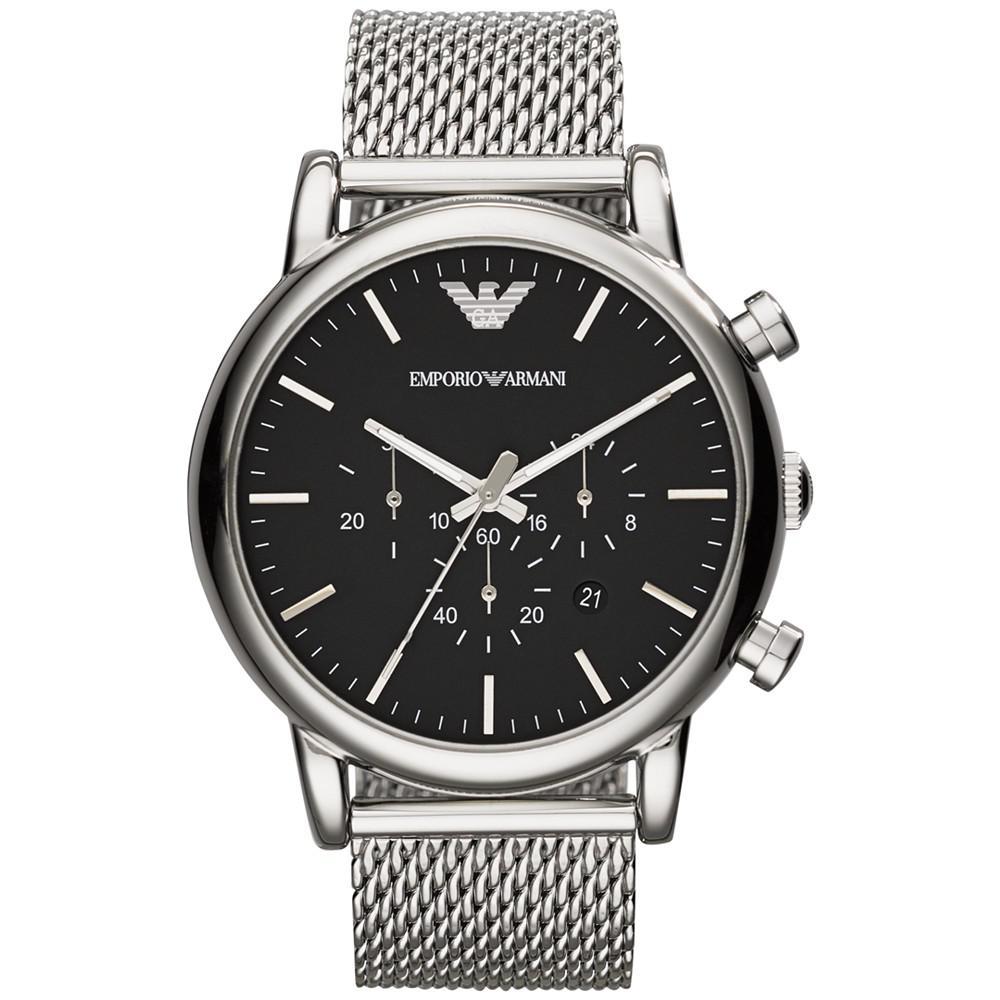 商品Emporio Armani|Men's Chronograph Stainless Steel Mesh Bracelet Watch 46mm AR1808,价格¥2176,第1张图片