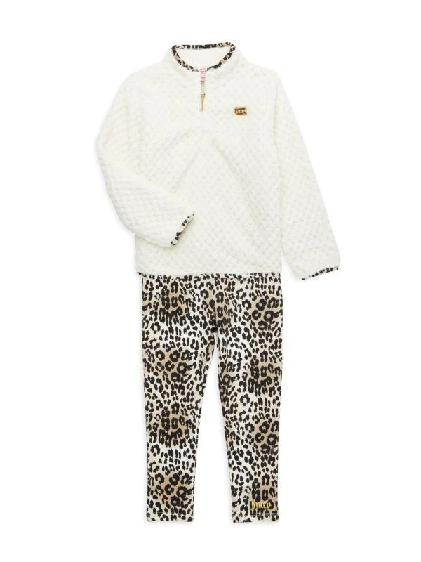 商品Juicy Couture|Little Girl’s 2-Piece Faux Shearling Pullover & Leopard Print Leggings Set,价格¥168,第1张图片