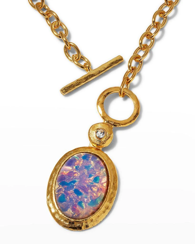 商品Kenneth Jay Lane|Satin Gold Crystal Pink Opal Oval Toggle Necklace,价格¥613,第4张图片详细描述