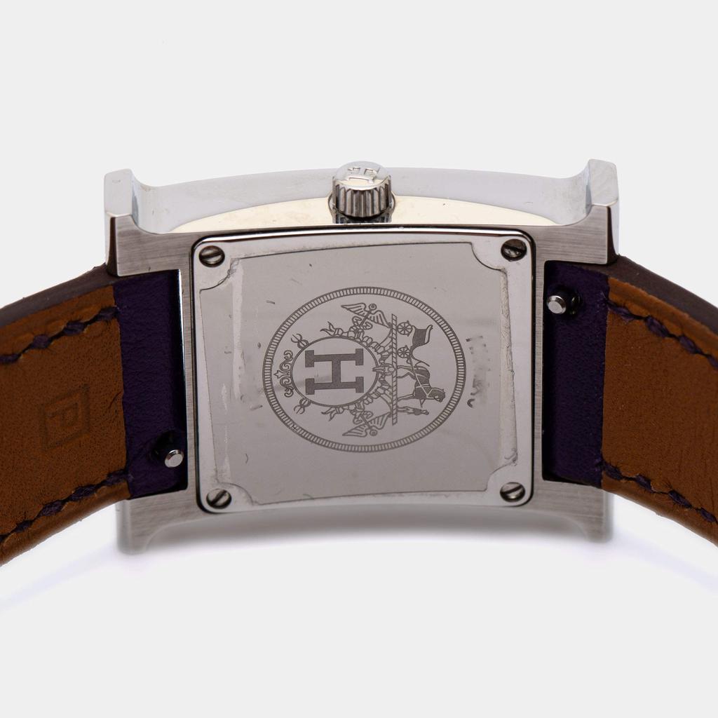 商品[二手商品] Hermes|Hermes White Stainless Steel Leather Heure H HH1.210 Women's Wristwatch 21 mm,价格¥14659,第6张图片详细描述