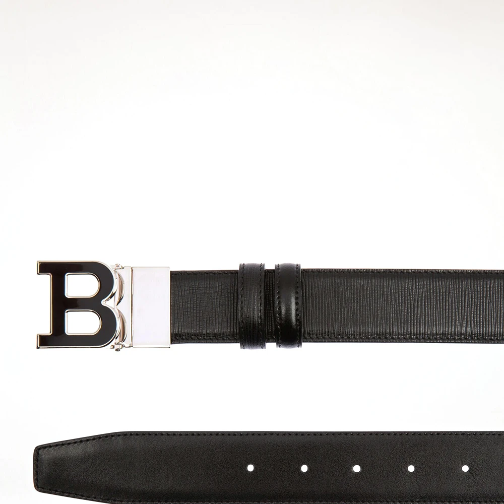 BALLY 男士黑色皮质B字搭扣可裁剪板扣式双面皮带腰带 6226632 商品