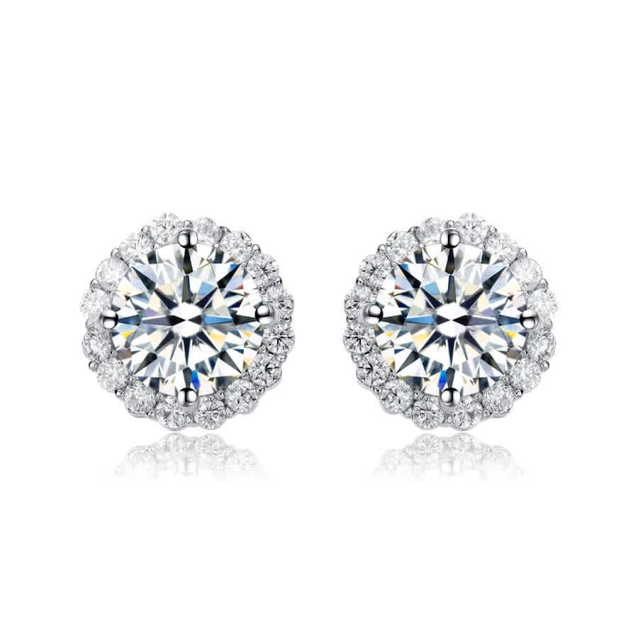 商品Rachel Glauber|White Gold Plated Cubic Zirconia Round Earrings,价格¥528,第2张图片详细描述