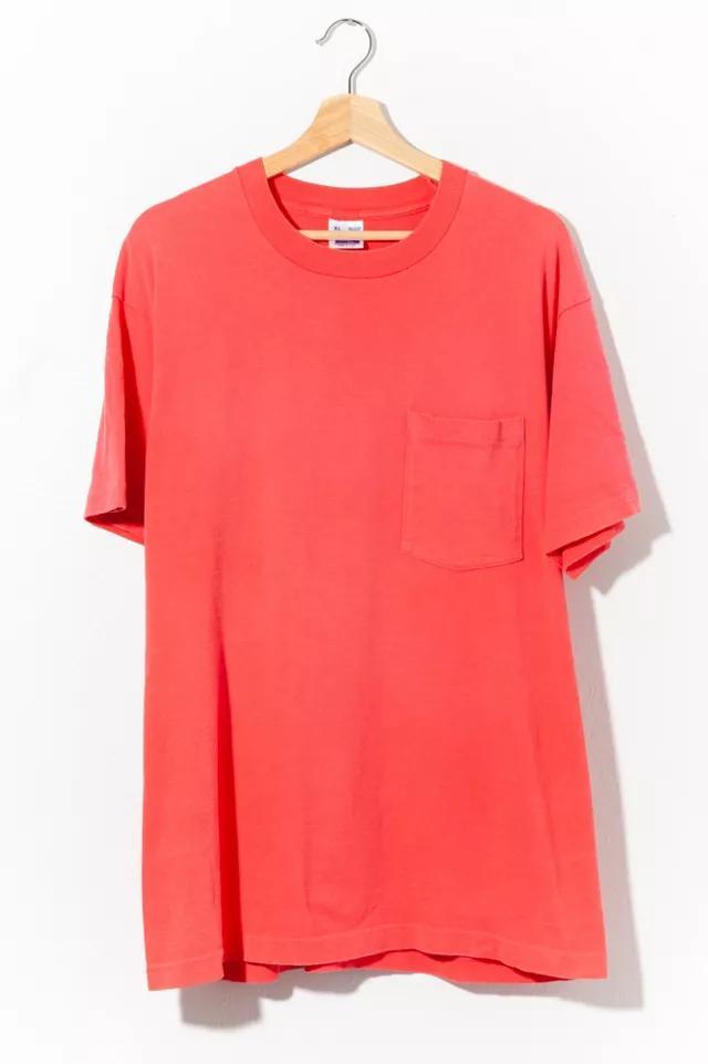 商品Urban Outfitters|Vintage 1990s Blank Single Stitch Pink Pocket Cotton T-Shirt,价格¥736,第3张图片详细描述