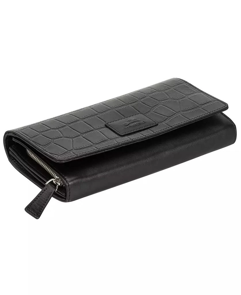 商品Mancini Leather Goods|Women's Croco Collection RFID Secure Clutch Wallet,价格¥393,第5张图片详细描述