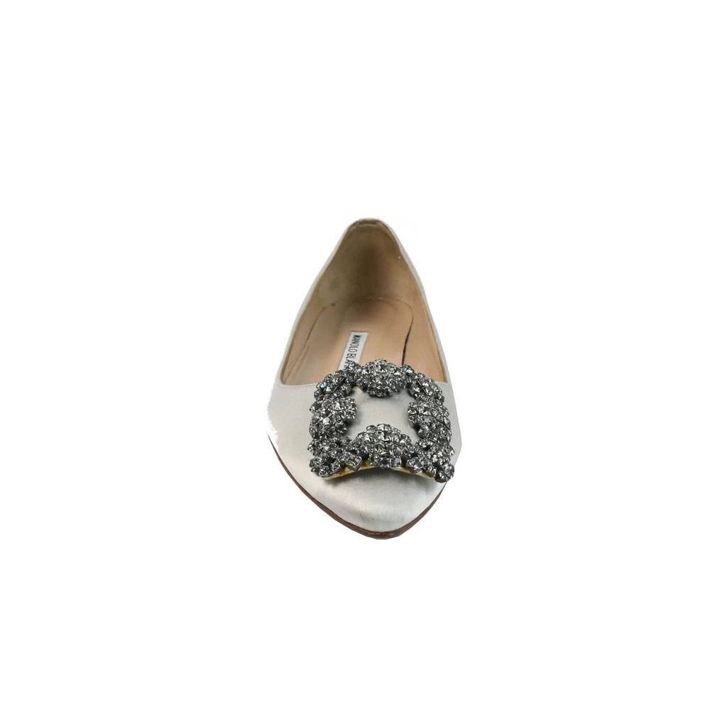 Manolo Blahnik Hangisi Flats Satin Silver商品第4张图片规格展示