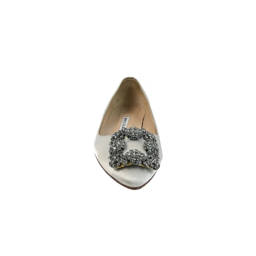 商品Manolo Blahnik|Manolo Blahnik Hangisi Flats Satin Silver,价格¥6762,第4张图片详细描述