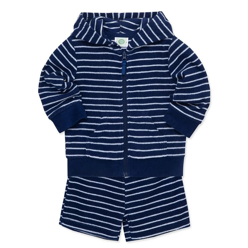 商品Little Me|Baby Boys Stripe Terry Cover Up Jacket and Shorts, 2 Piece Set,价格¥90,第4张图片详细描述