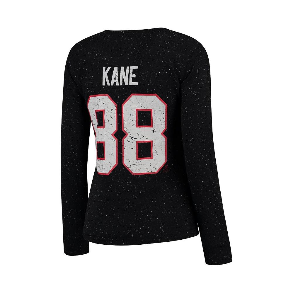 Women's Patrick Kane Black Chicago Blackhawks Henley Lace Up Name and Number Long Sleeve T-shirt商品第5张图片规格展示