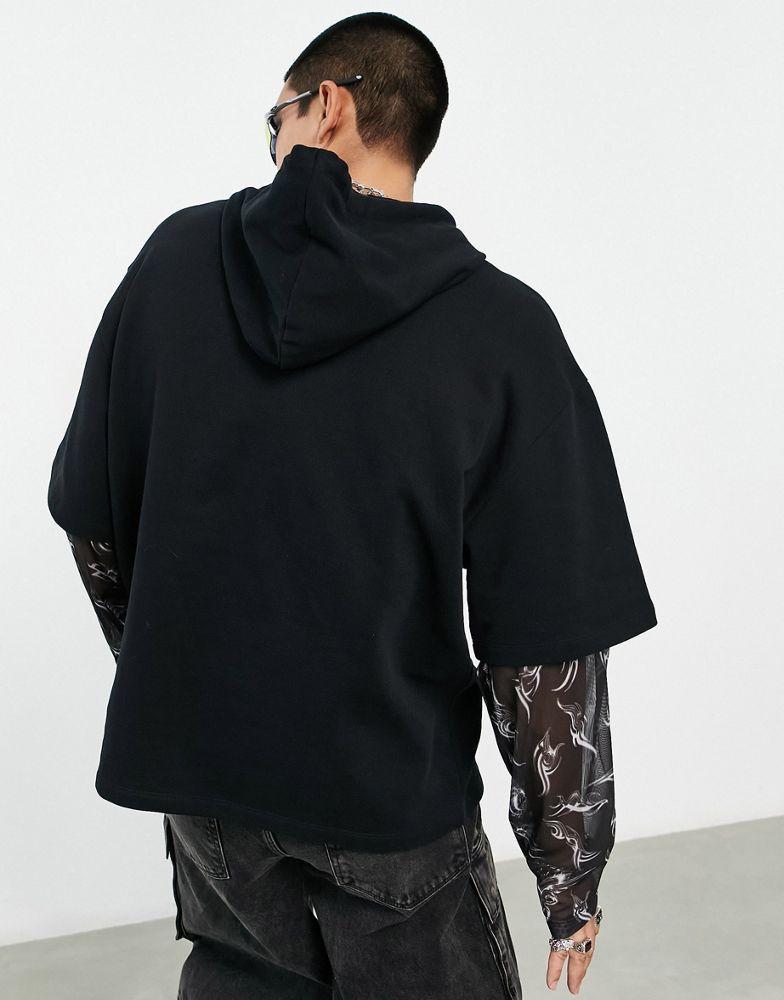 商品ASOS|ASOS DESIGN oversized hoodie with double layer mesh sleeve and metallic front print,价格¥271,第4张图片详细描述