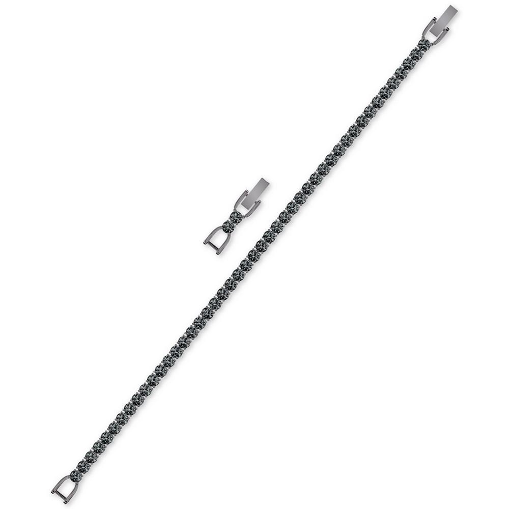 Unisex Hematite-Tone Crystal Tennis Bracelet商品第2张图片规格展示