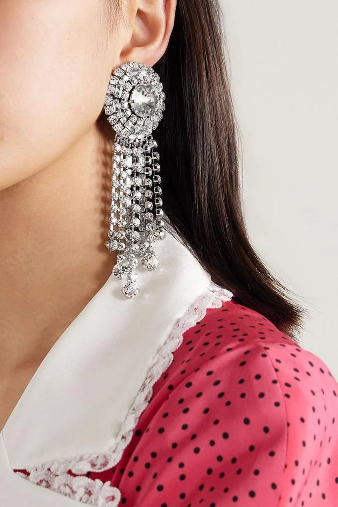 商品Alessandra Rich|Silver-tone crystal clip earrings,价格¥1620,第2张图片详细描述