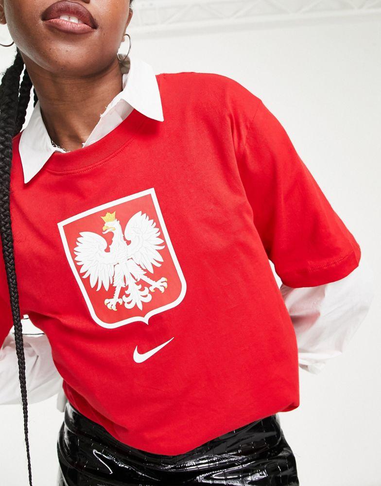 Nike Football World Cup 2022 Poland unisex crest t-shirt in red商品第2张图片规格展示