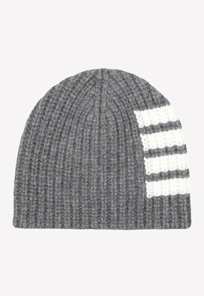 商品Thom Browne|4-bar Stripe Rib Knit Wool Beanie,价格¥2129,第1张图片