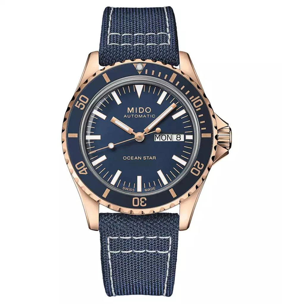 商品MIDO|Men's Swiss Automatic Ocean Star Tribute Blue Fabric Strap Watch 41mm,价格¥8008,第1张图片