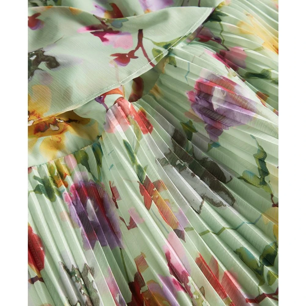 商品Kensie|Women's Pleated V-Neck Floral-Print Chiffon Dress,价格¥383,第5张图片详细描述