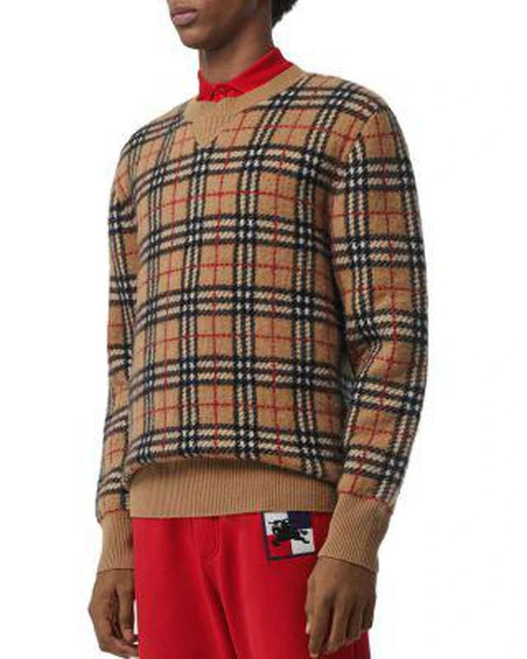 商品Burberry|Banbury Check-Pattern Felted Cashmere Sweater,价格¥5280,第1张图片