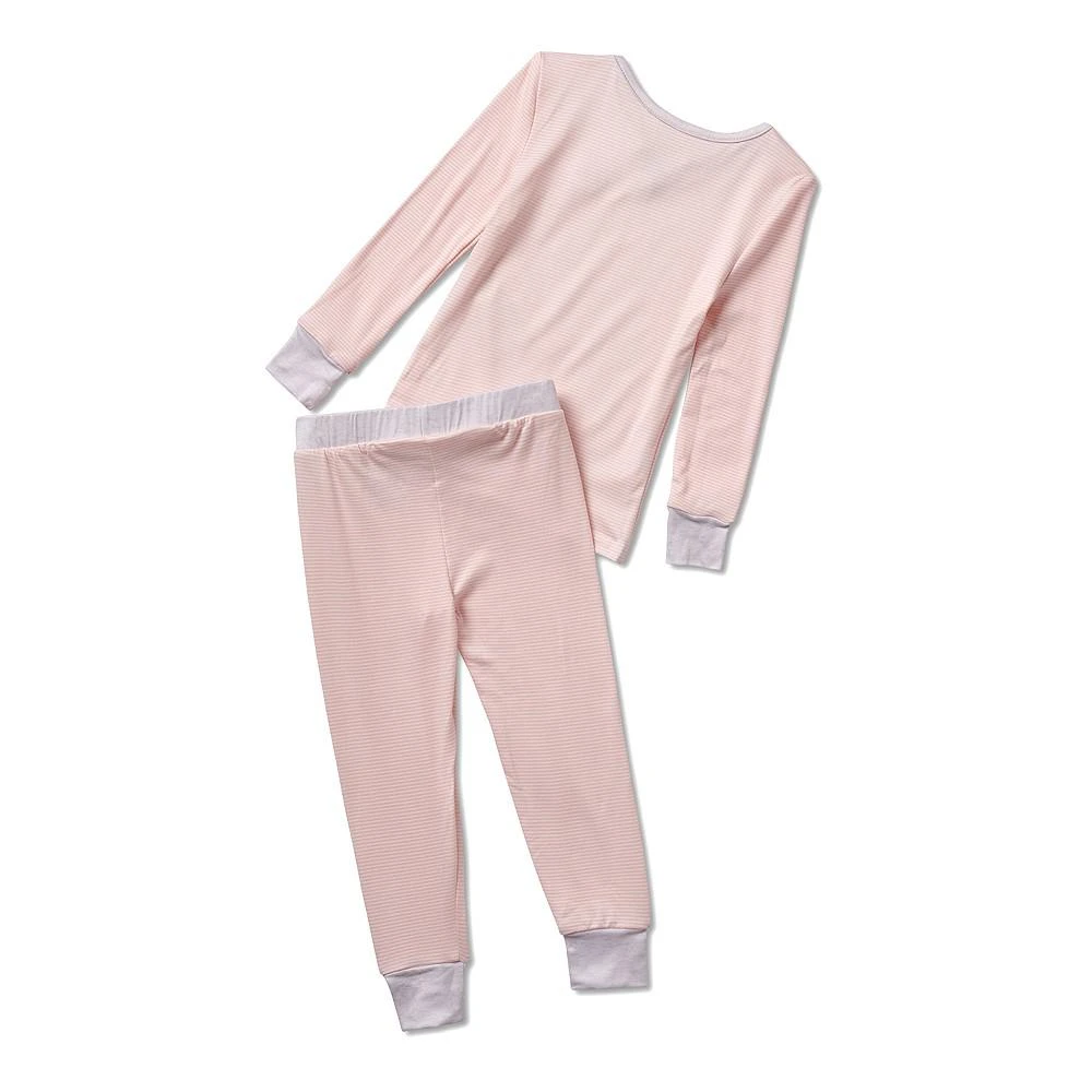 商品Tahari|Toddler Girls Striped Long Sleeve Split Neck Top and Jogger 2 Piece Pajama Set,价格¥240,第2张图片详细描述