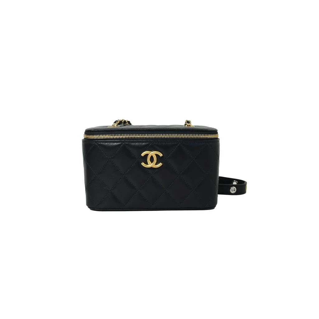 商品Chanel|Chanel Long Vanity Case with Strap Gold  Black,价格¥37093,第1张图片