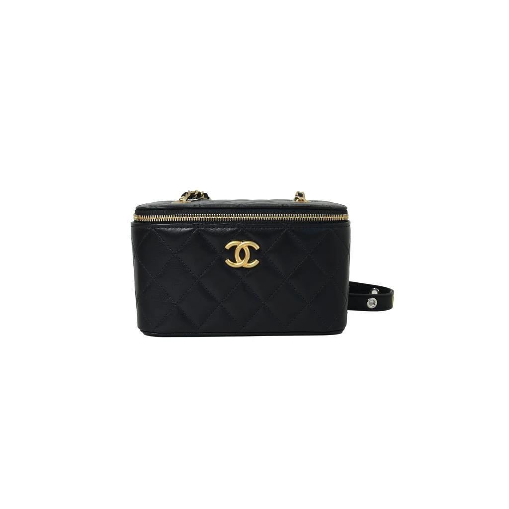 商品Chanel|Chanel Long Vanity Case with Strap Gold  Black,价格¥37336,第1张图片