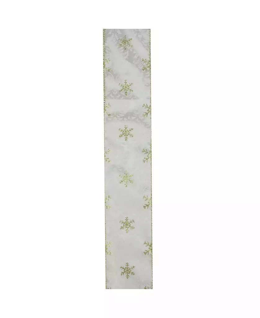 商品Northlight|Pack of 12 Sparkling Gold Snowflakes Printed White Wired Christmas Craft Ribbon Spools - 2.5" x 120 Yards Total,价格¥718,第3张图片详细描述