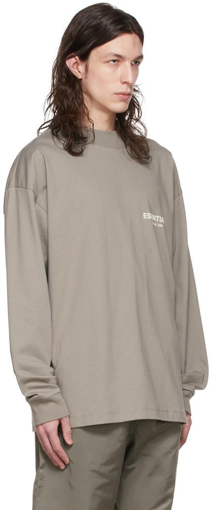 商品Essentials|Taupe Cotton Long Sleeve T-Shirt,价格¥310,第4张图片详细描述