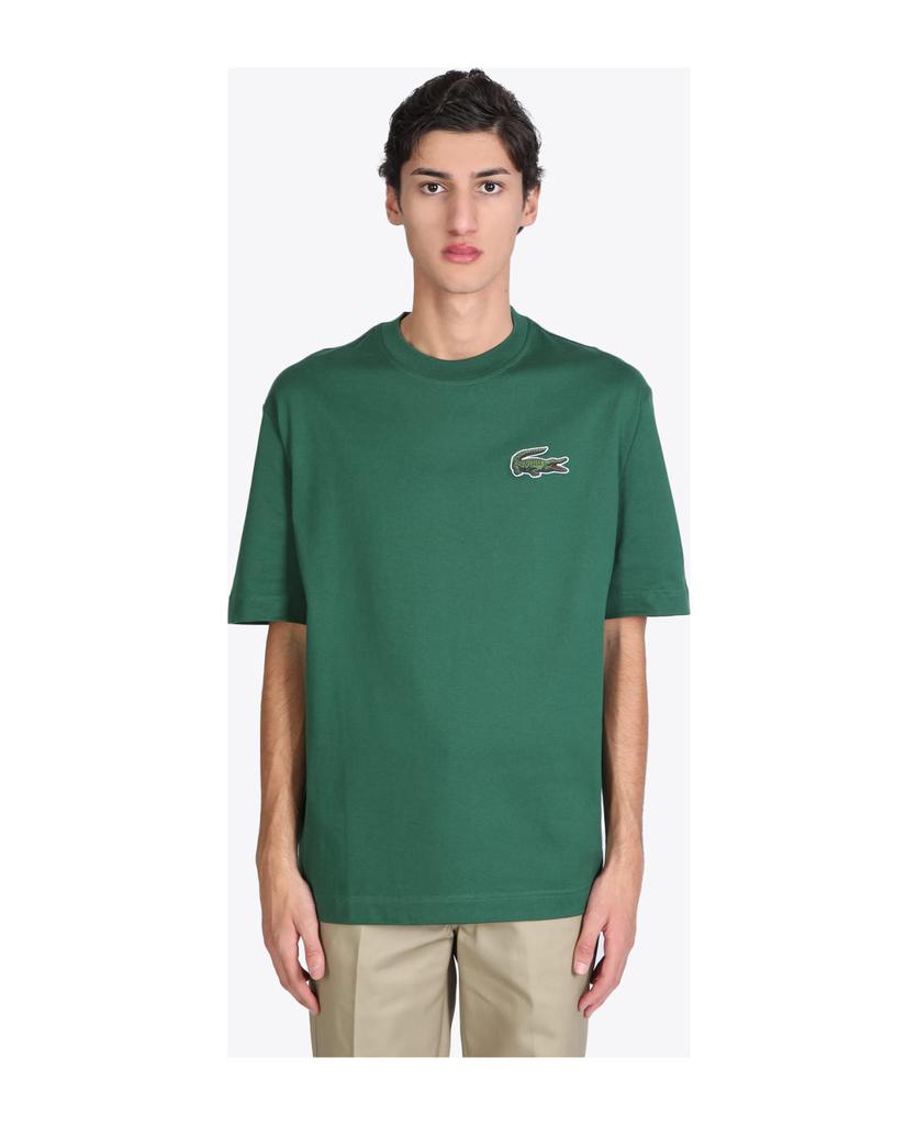 T-shirt Green Cotton Oversized T-shirt With Big Crocodile Patch.商品第1张图片规格展示