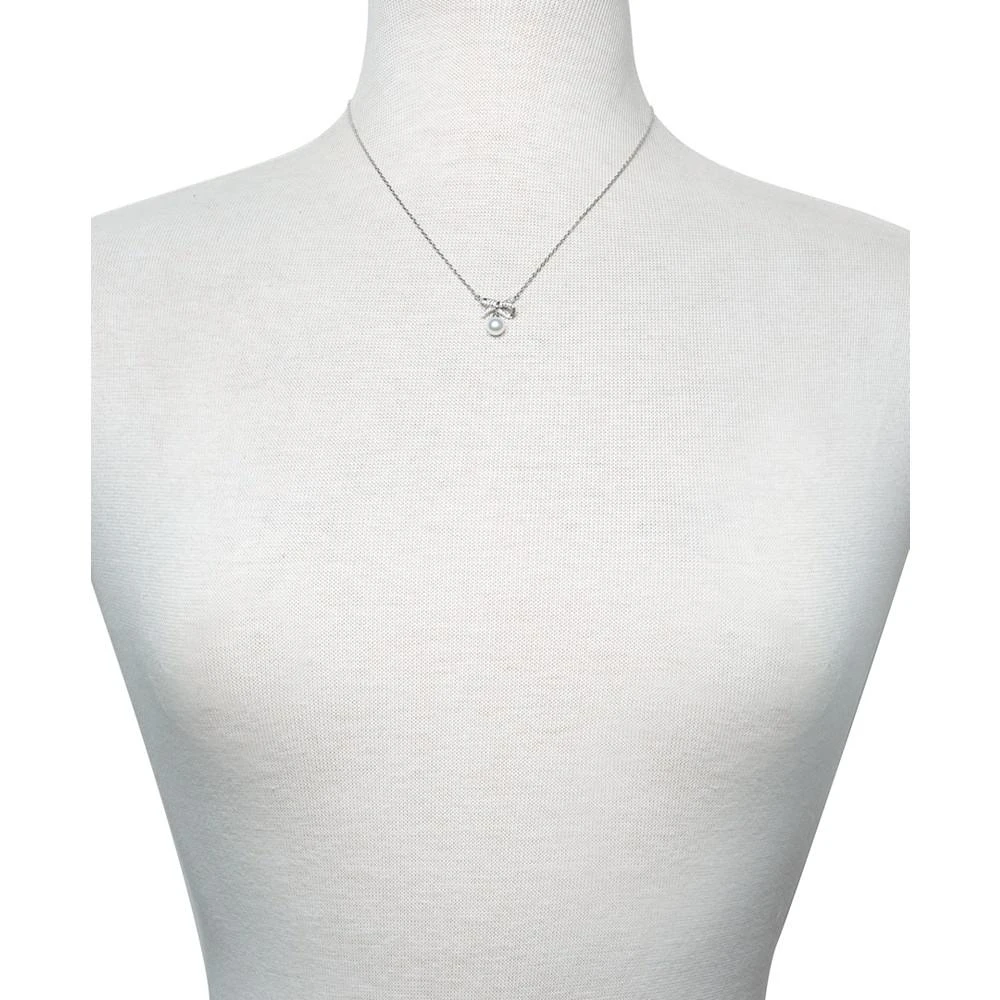 商品Belle de Mer|2-Pc. Set Cultured Freshwater Pearl (6mm) & Cubic Zirconia Ribbon Pendant Necklace & Matching Drop Earrings in Sterling Silver,价格¥2417,第3张图片详细描述