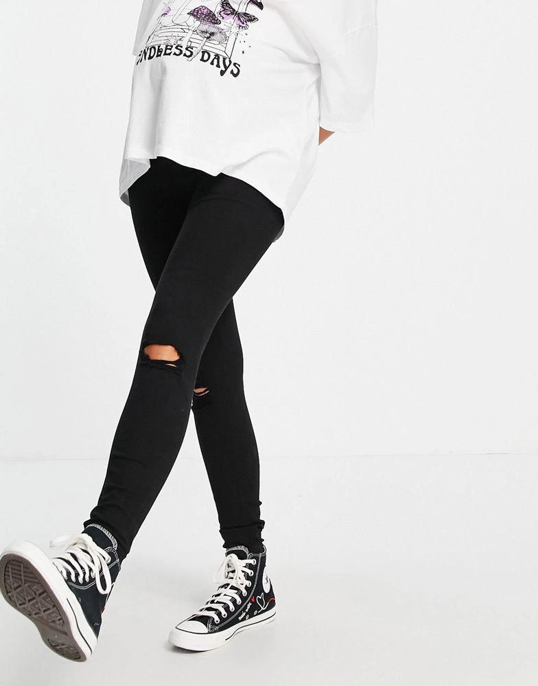 商品Topshop|Topshop Maternity over bump Jamie jeans with rips in black,价格¥160,第4张图片详细描述