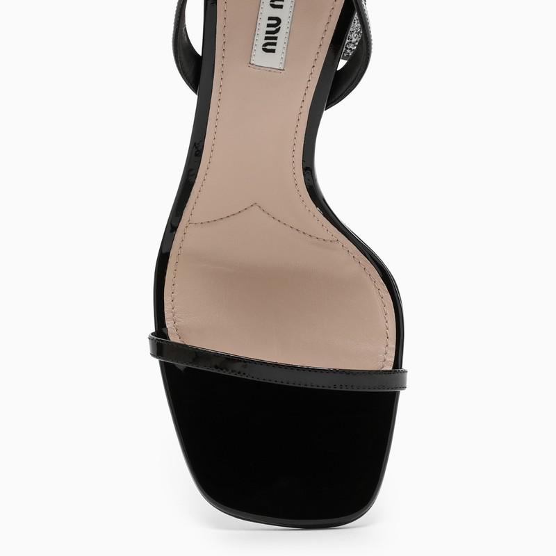商品Miu Miu|Black sandal with glitter heel,价格¥6190,第5张图片详细描述