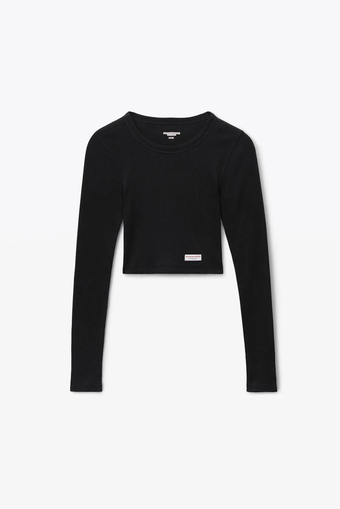 商品Alexander Wang|Cropped Long-Sleeve Tee in Ribbed Cotton Jersey,价格¥339,第2张图片详细描述