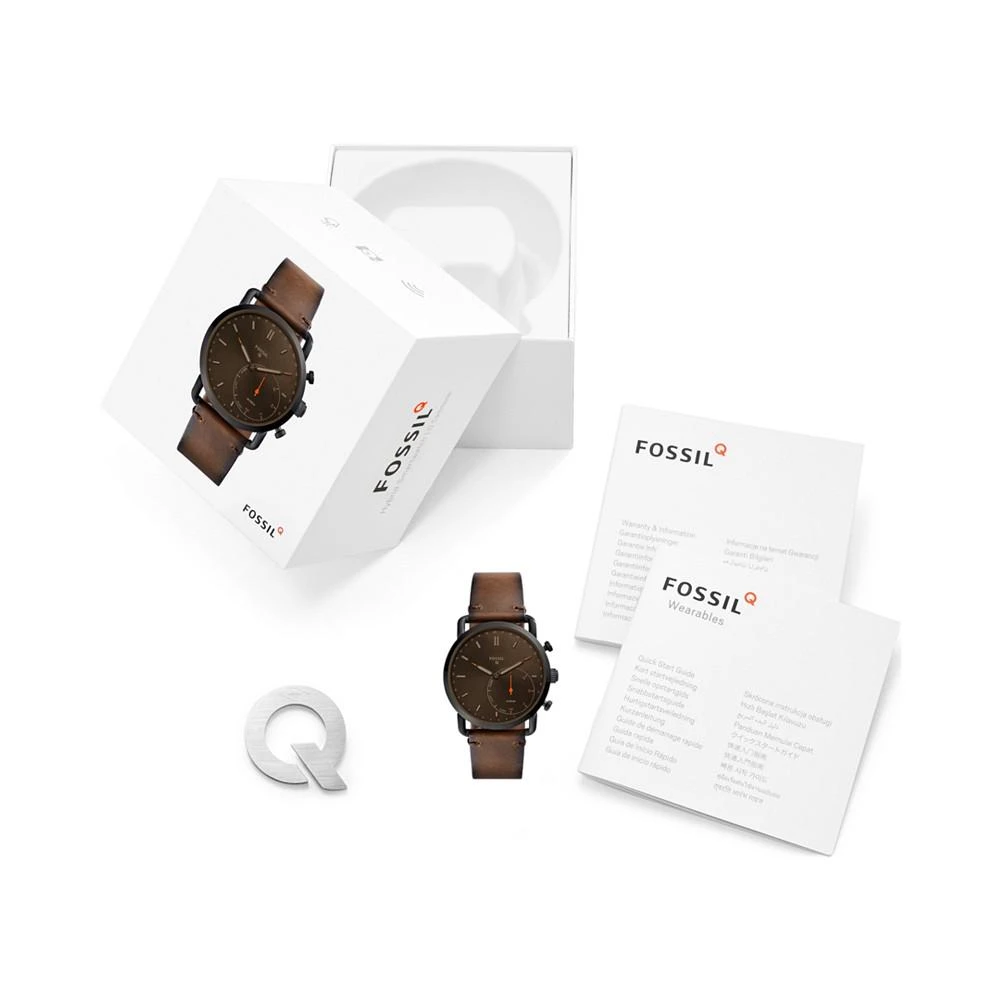 商品Fossil|Q Men's Commuter Dark Brown Leather Hybrid Smart Watch 42mm,价格¥869,第4张图片详细描述