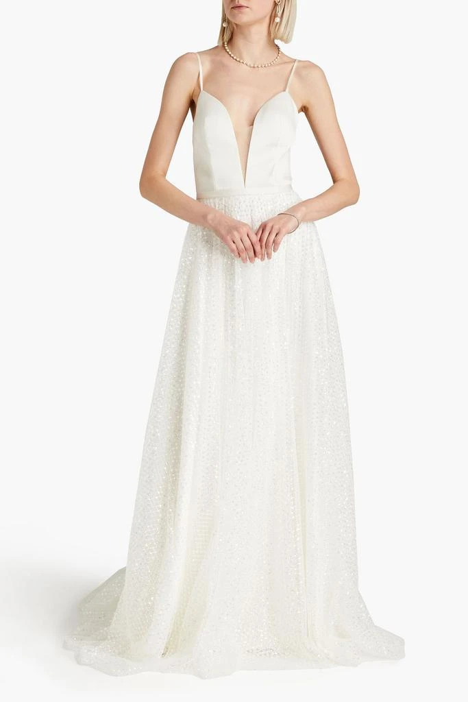 商品CATHERINE DEANE|Skyla embellished tulle-paneled satin bridal gown,价格¥1825,第2张图片详细描述