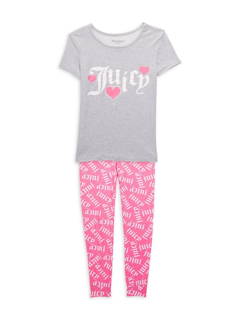 商品Juicy Couture|Little Girl’s & Girl’s 2-Piece Logo T-Shirt & Pants Sleep Set,价格¥148,第1张图片