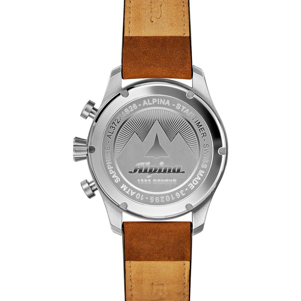 Men's Swiss Chronograph Startimer Pilot Brown Leather Strap Watch 44mm商品第4张图片规格展示