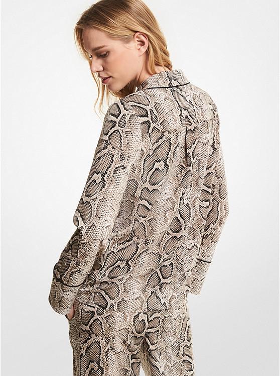 Embellished Snake Crushed Crepe Pajama Shirt商品第2张图片规格展示