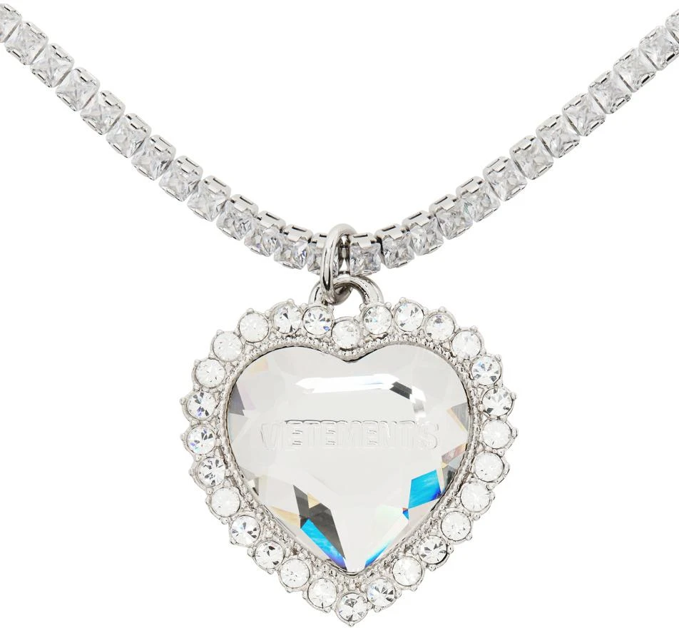 商品Vetements|Silver & White Crystal Heart Necklace,价格¥2056,第2张图片详细描述